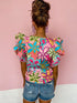 Enchanting Floral Ruffle Blouse