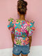 Casual Floral Ruffle Top