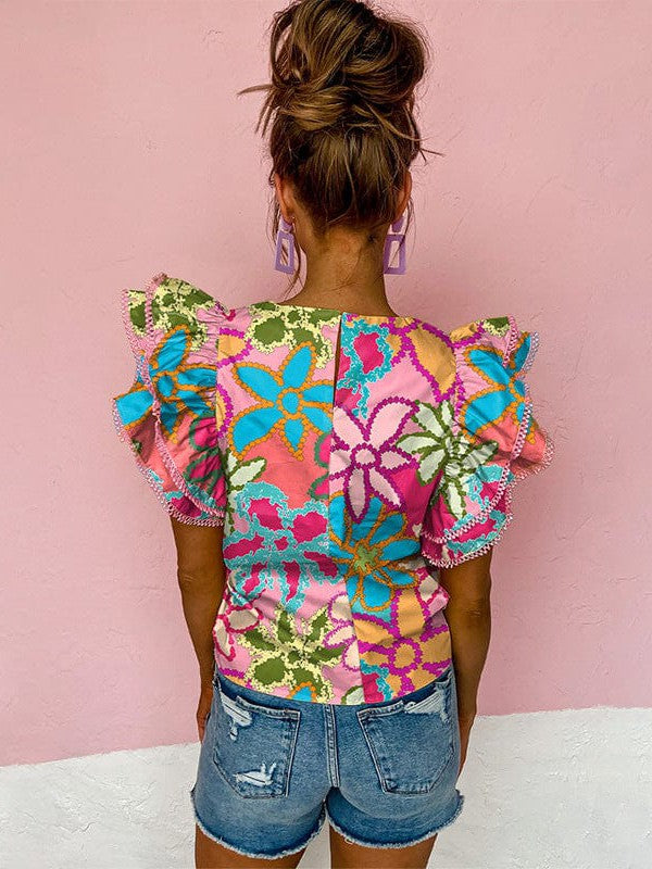 Chic Floral Print Top