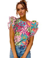 Enchanting Floral Ruffle Blouse