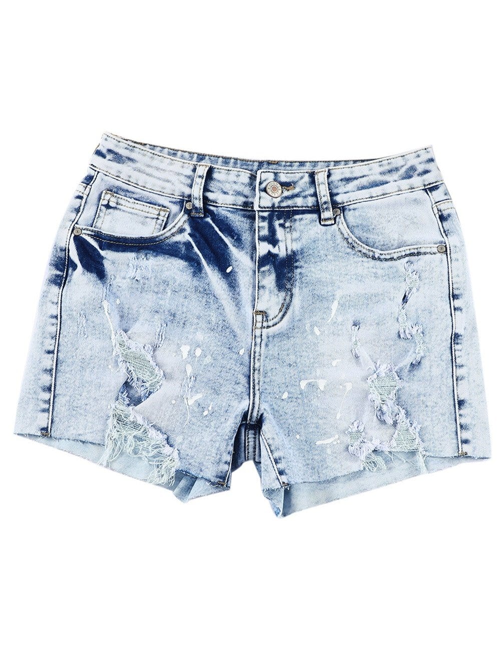 Summer Sky Blue Splatter Denim Shorts