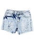 Summer Sky Blue Splatter Denim Shorts