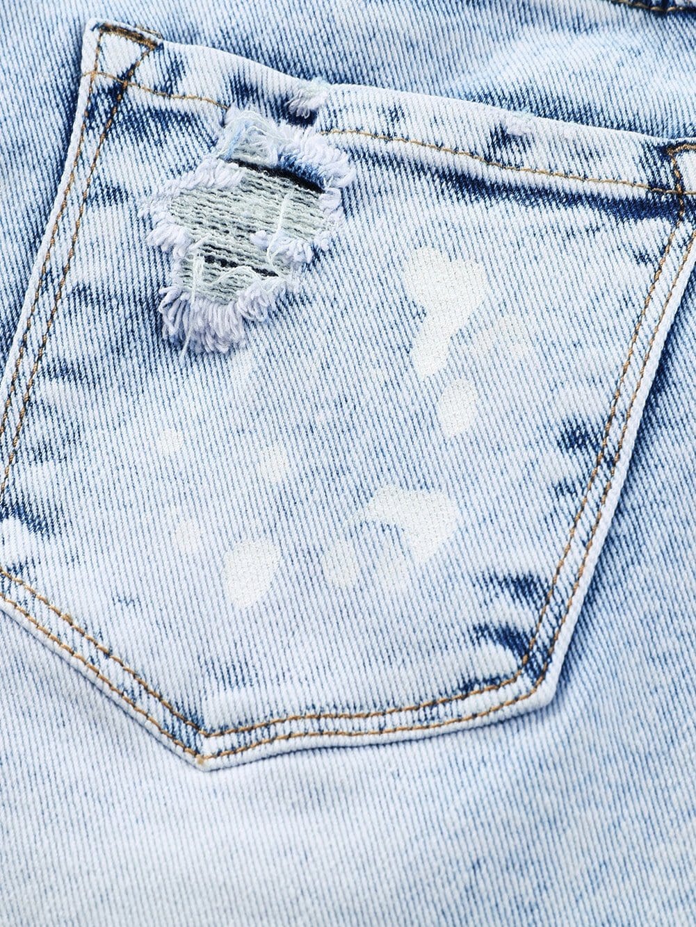 Summer Sky Blue Splatter Denim Shorts