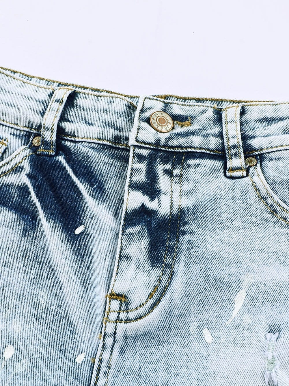 Summer Sky Blue Splatter Denim Shorts