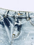 Summer Sky Blue Splatter Denim Shorts