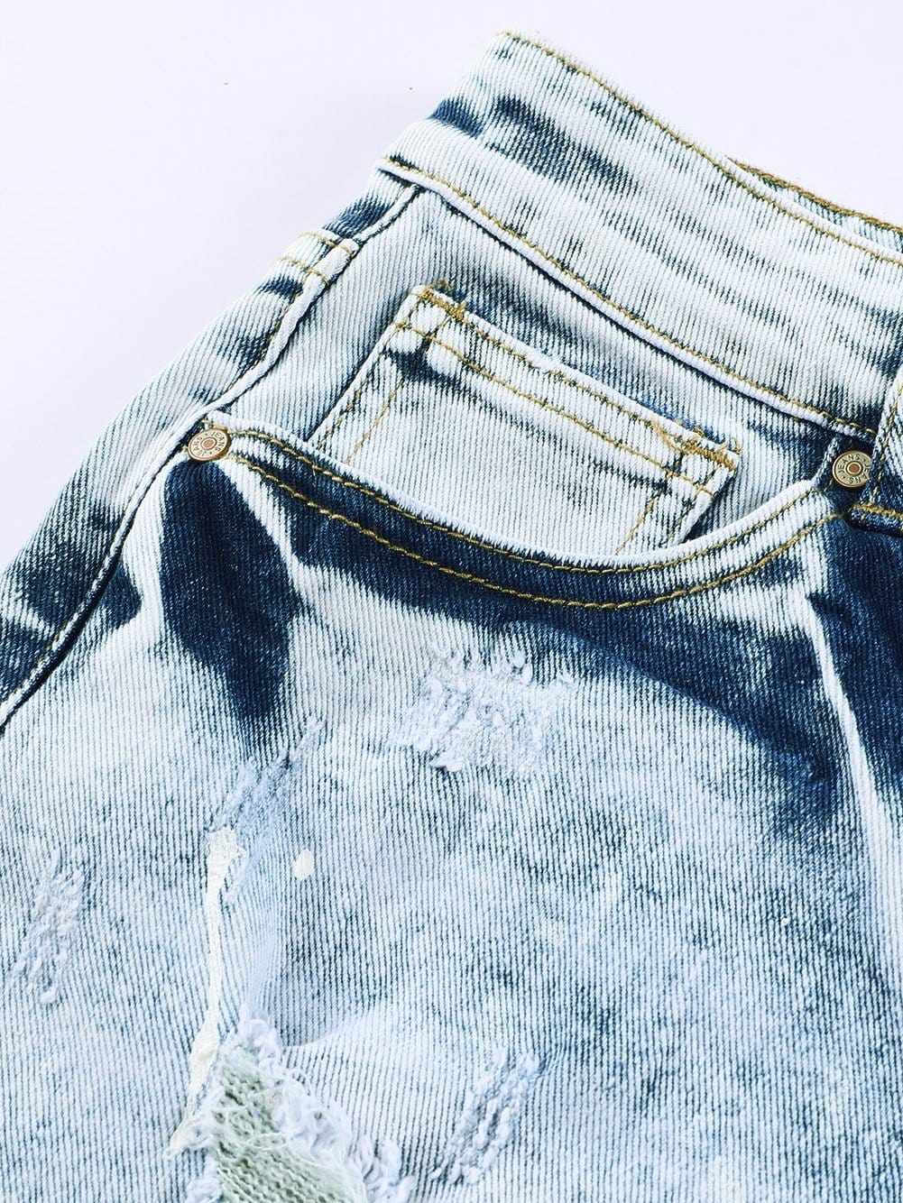 Summer Sky Blue Splatter Denim Shorts