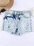 Summer Sky Blue Splatter Denim Shorts