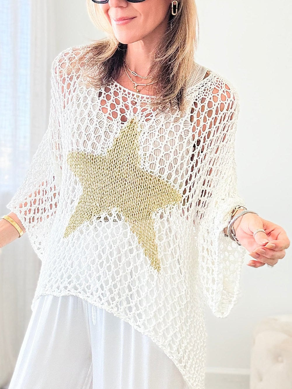 Star-Shaped Crochet Knit Top