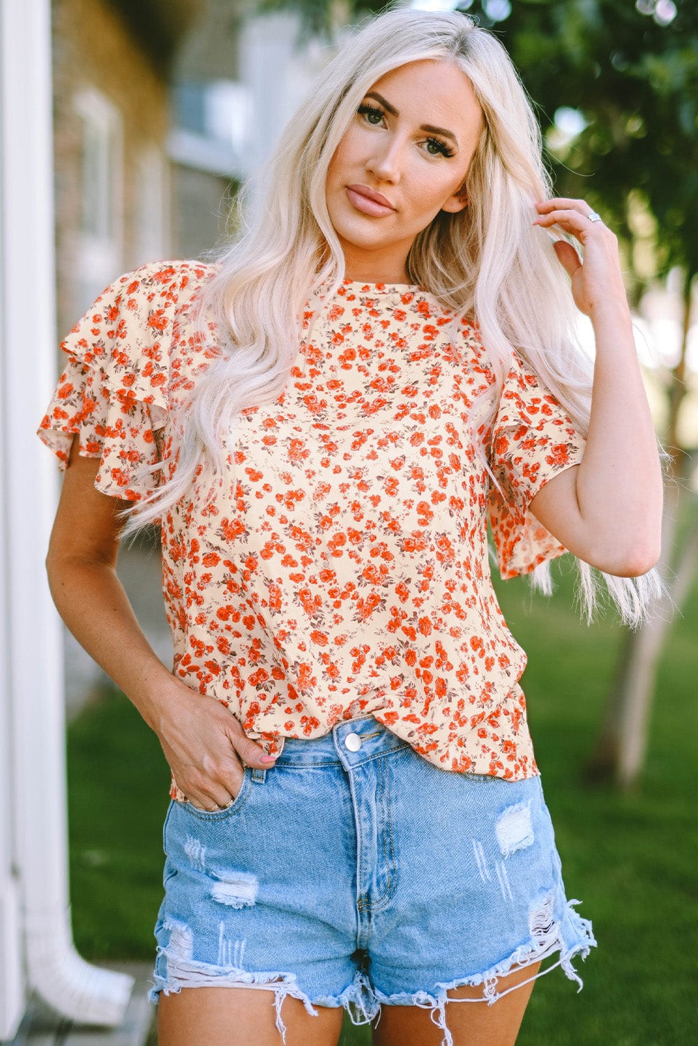 Apricot Floral Blouse