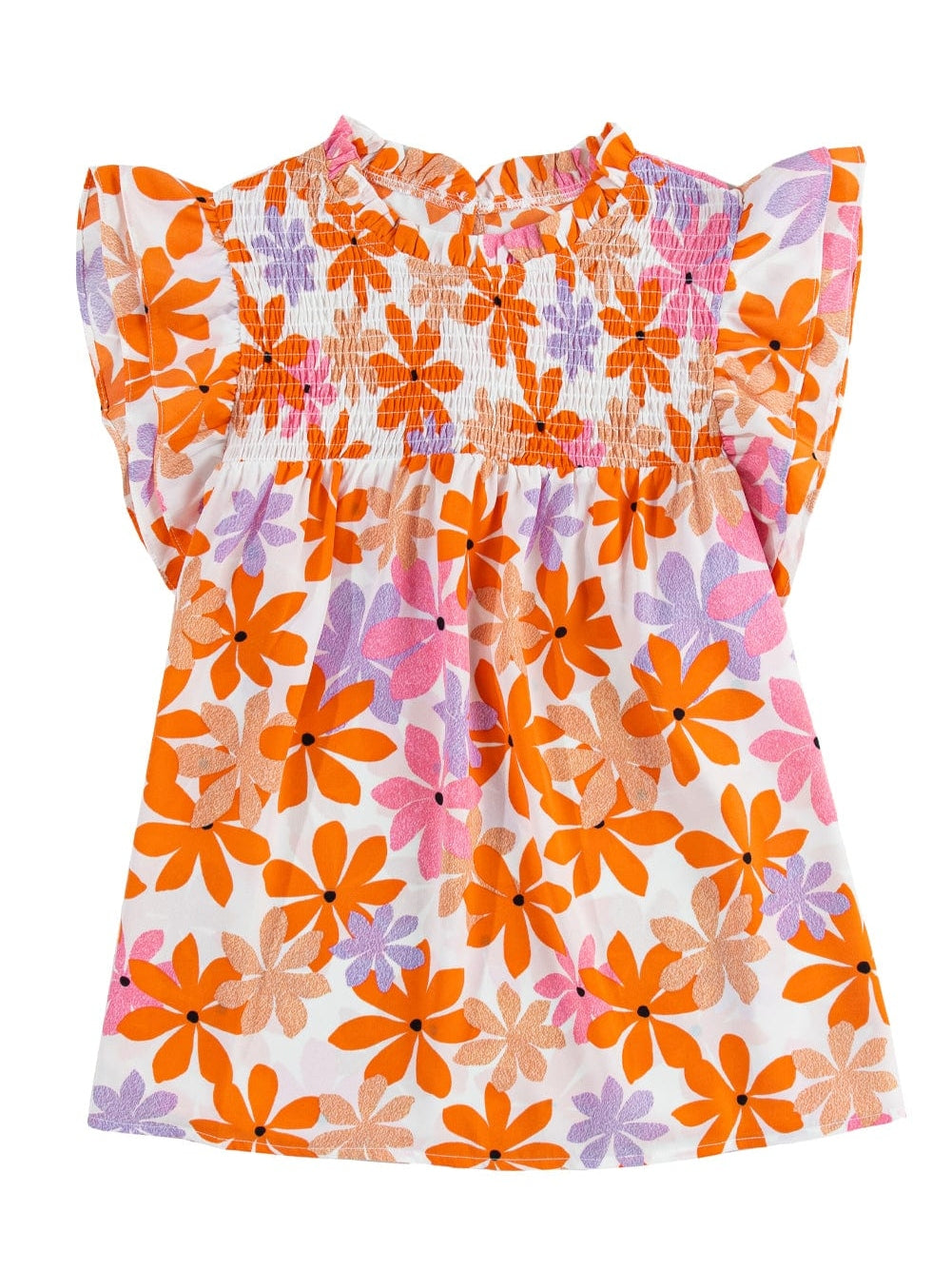 Cute Orange and Pink Floral Shirt