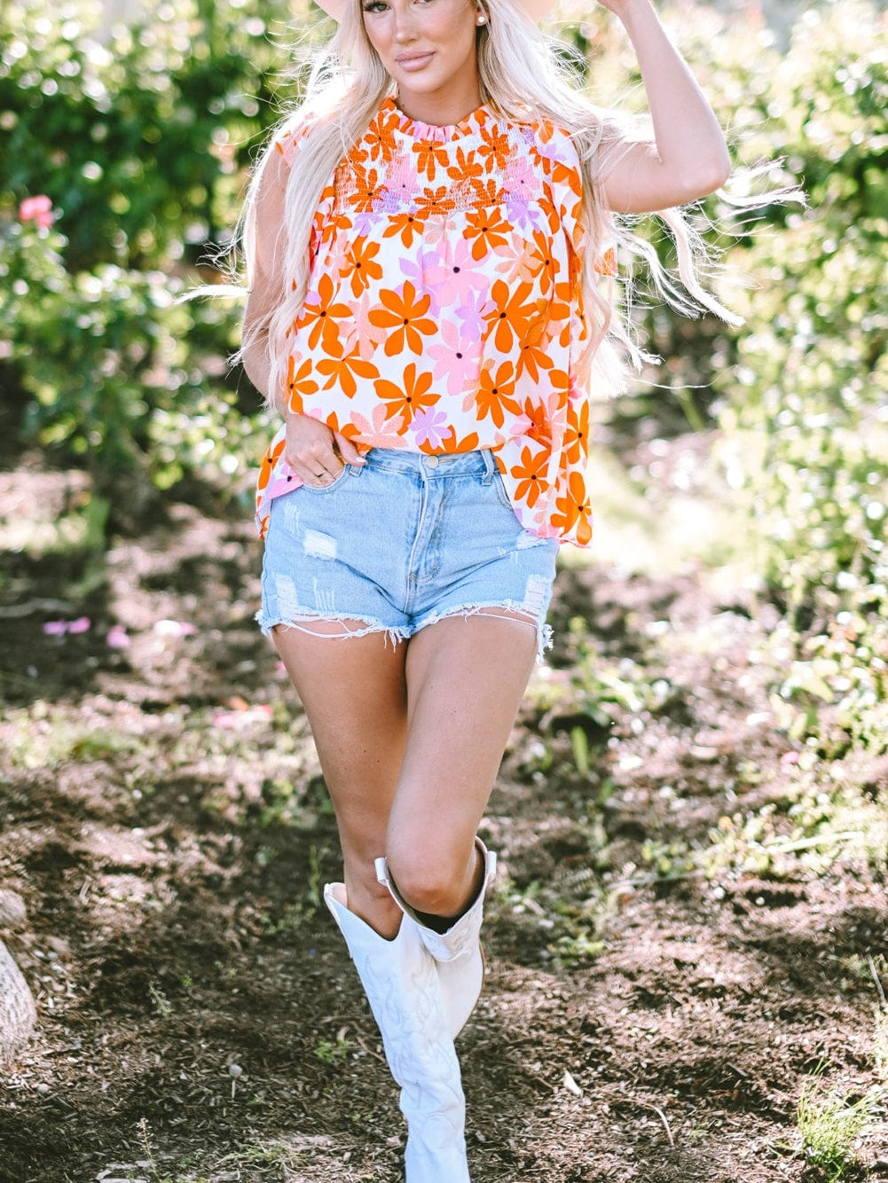 Cute Orange and Pink Floral Shirt