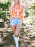 Cute Orange and Pink Floral Shirt