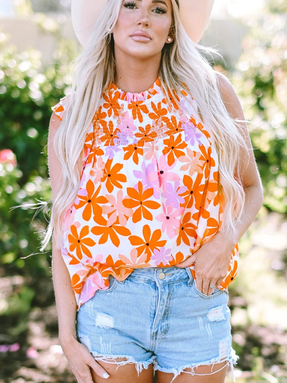 Cute Orange and Pink Floral Shirt