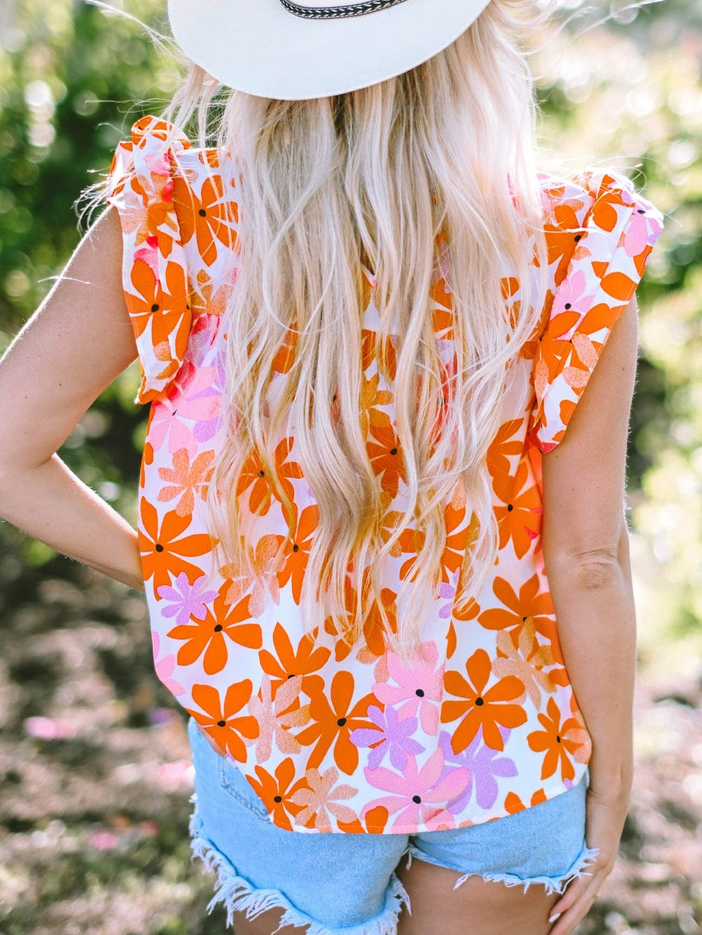 Cute Orange and Pink Floral Shirt