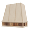 Campana extractora de madera sin terminar con banda de madera recuperada, frente cónico y moldura decorativa: anchos disponibles de 30", 36", 42", 48", 54" y 60"