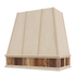 Campana extractora de madera sin terminar con banda de madera recuperada, frente cónico y moldura decorativa: anchos disponibles de 30", 36", 42", 48", 54" y 60"