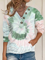 Tie-Dye Hooded Button-Front Top