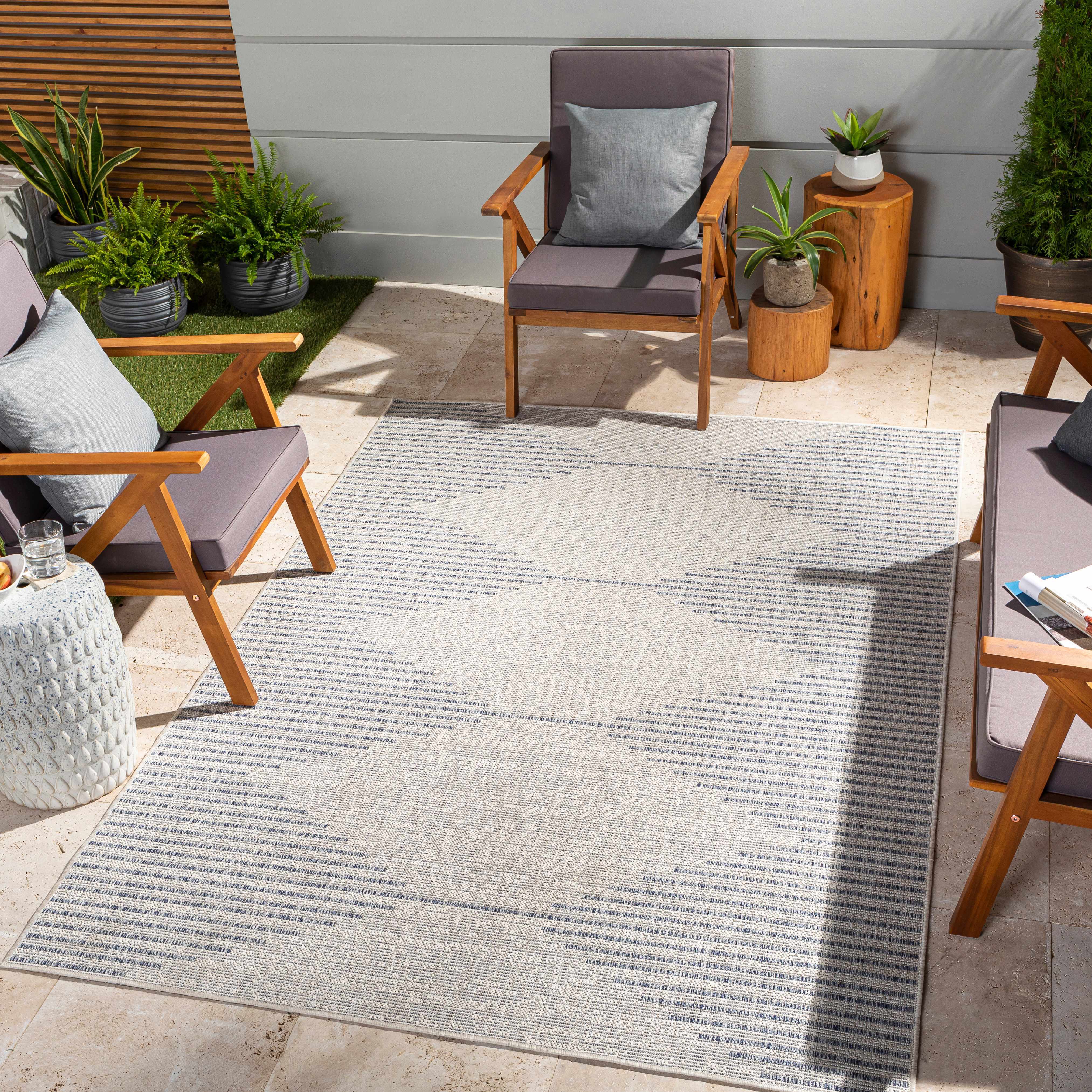 Alfombra para exteriores Stephan Gray &amp; Blue