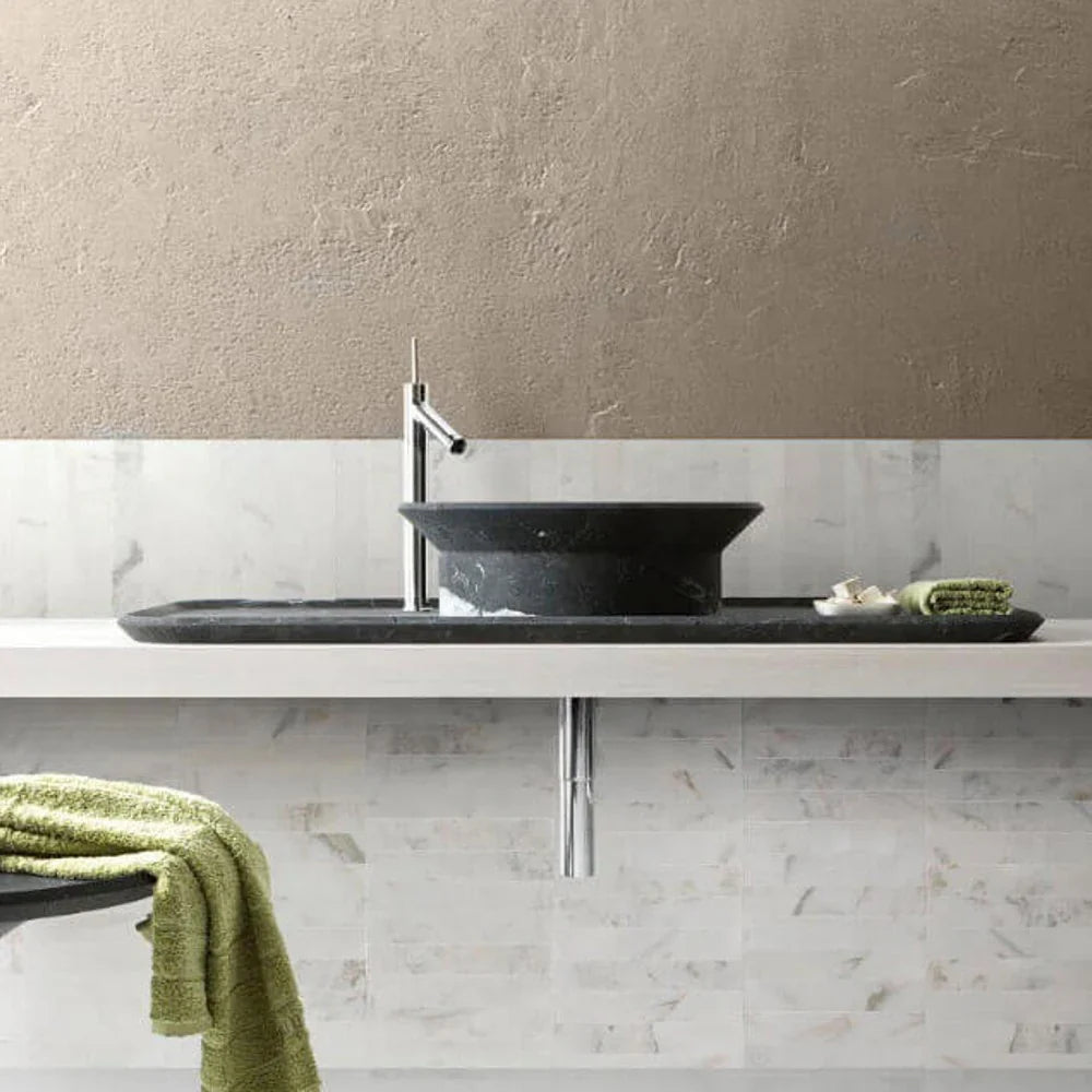 Lavabo de baño de mármol de diseño especial sobre tocador pulido (diámetro de 20" y alto de 6")