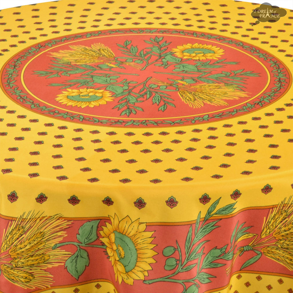Tournesol Red/Yellow French Provencal Polyester Tablecloth - 70