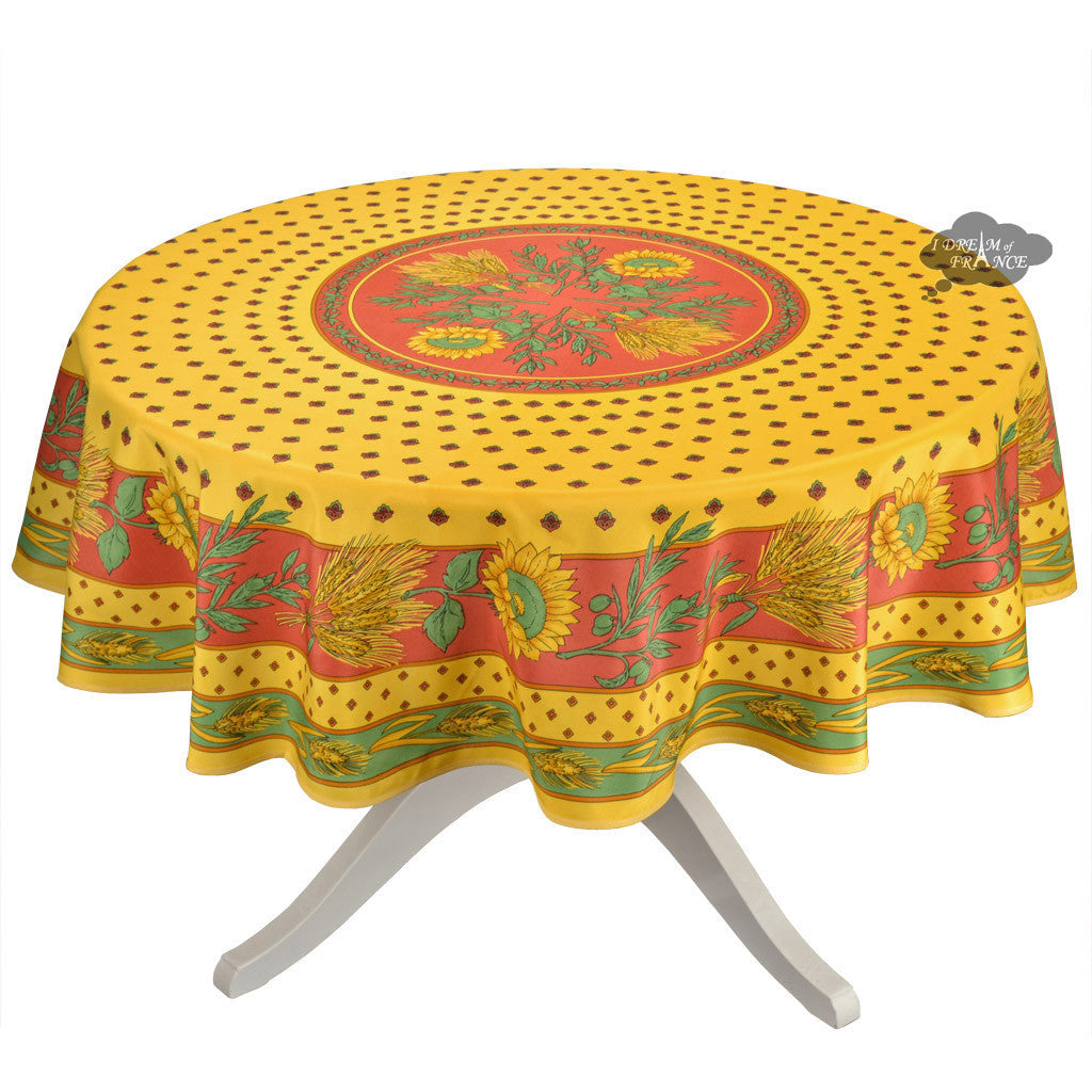 Tournesol Red/Yellow French Provencal Polyester Tablecloth - 70