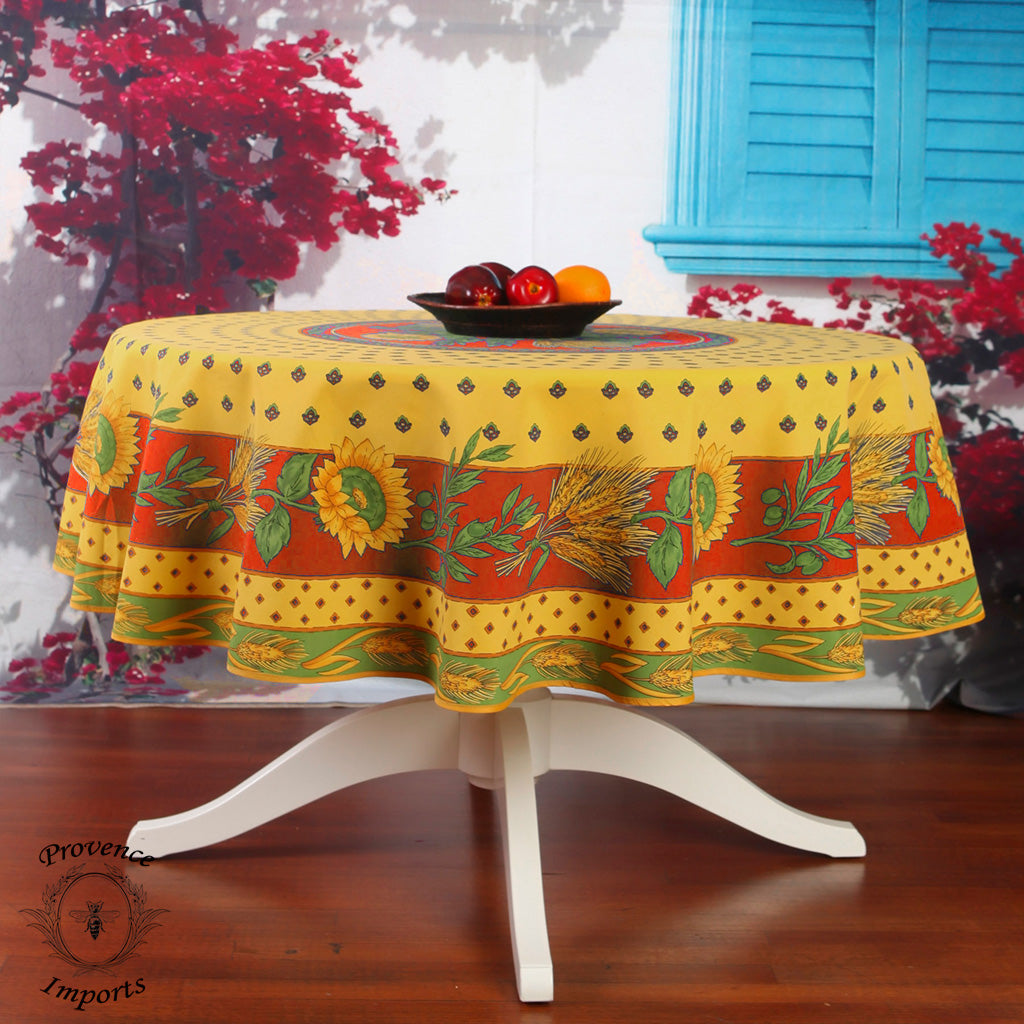 Tournesol Red/Yellow French Provencal Polyester Tablecloth - 70