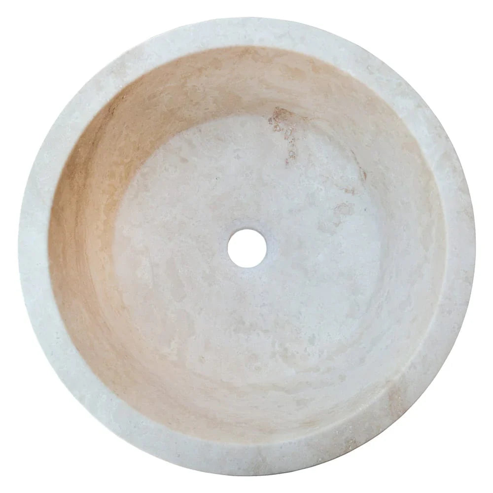 Troia Light Travertine Natural Stone Above Vanity Tapered Bathroom Sink (D)16