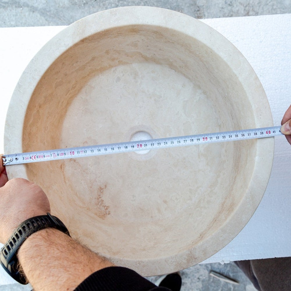 Troia Light Travertine Natural Stone Vessel Sink (D)16