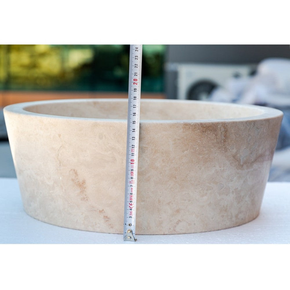 Troia Light Travertine Natural Stone Vessel Sink (D)16