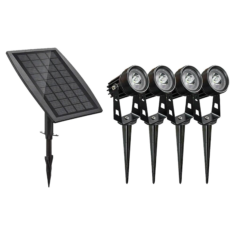 SolaSpot® | Focos solares para exteriores, de atardecer a amanecer | Iluminación vertical/inclinada | Paquete de 4 