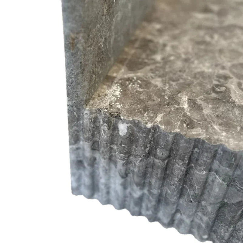 Lavabo de baño rectangular de mármol gris Tundra para montaje en pared con protector contra salpicaduras de 6