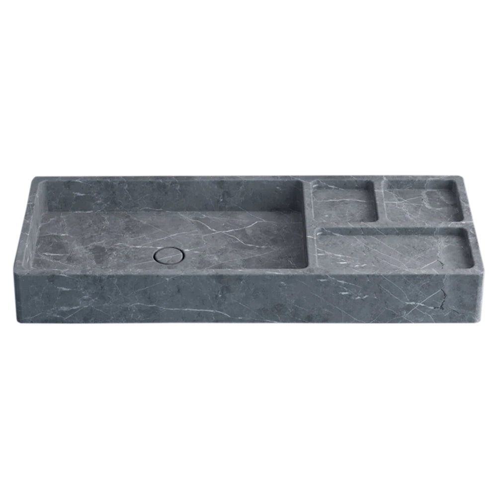 Tundra Gray Marble Rectangular Wall-mount Sink (W)16" (L)40" (H)5"