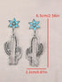 Turquoise Flower and Cactus Western Dangle Earrings