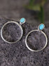 Turquoise Ring Stud Earrings with Bold Western Design
