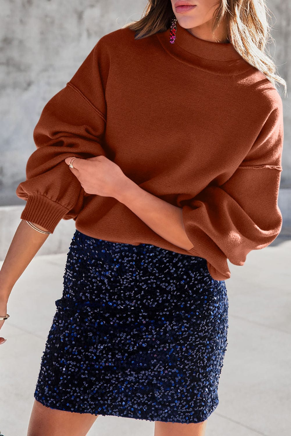 Turtleneck Solid Pullover Long Sleeve Sweater