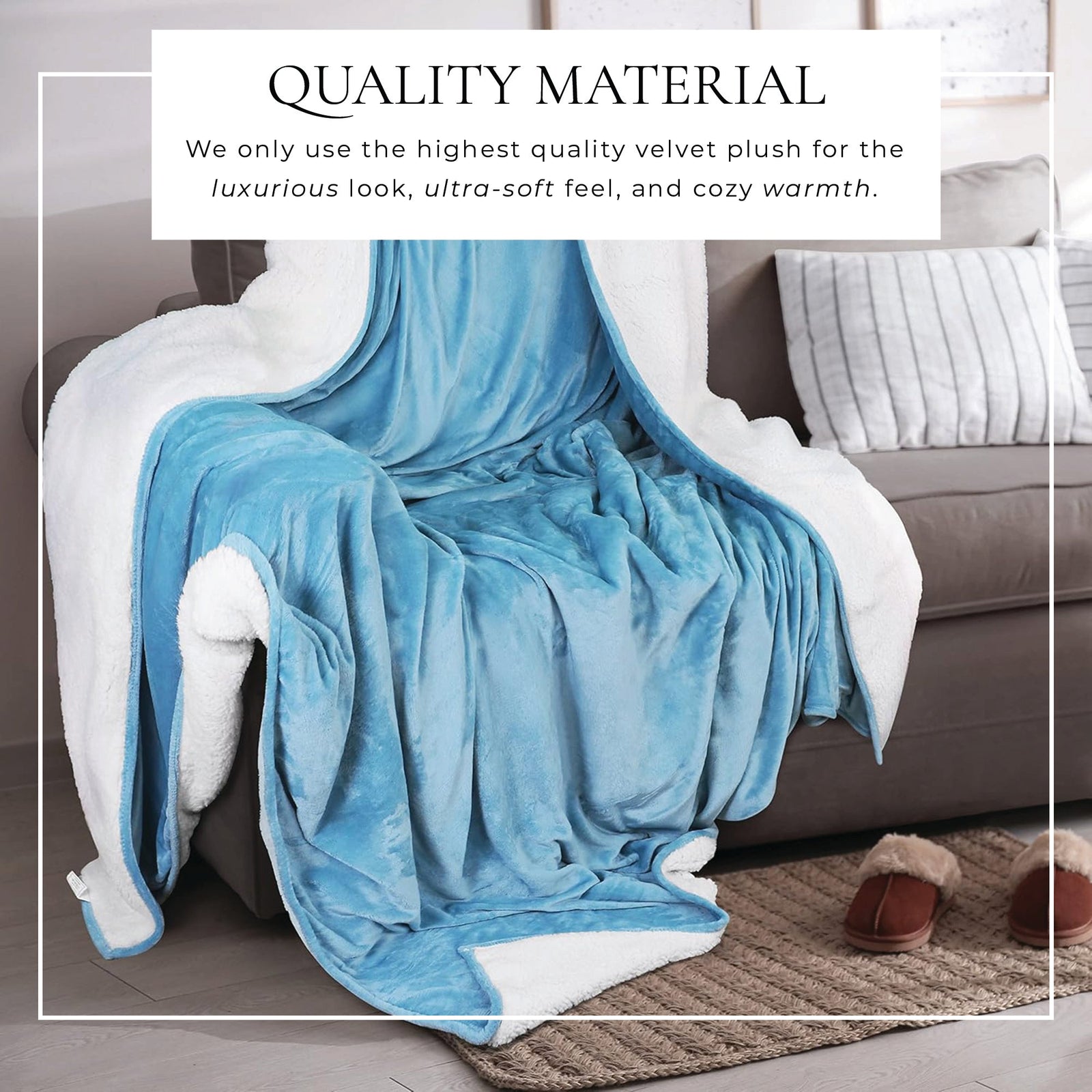 Velvet Plush Sherpa Bed Blanket - Sherpa Fleece Collection