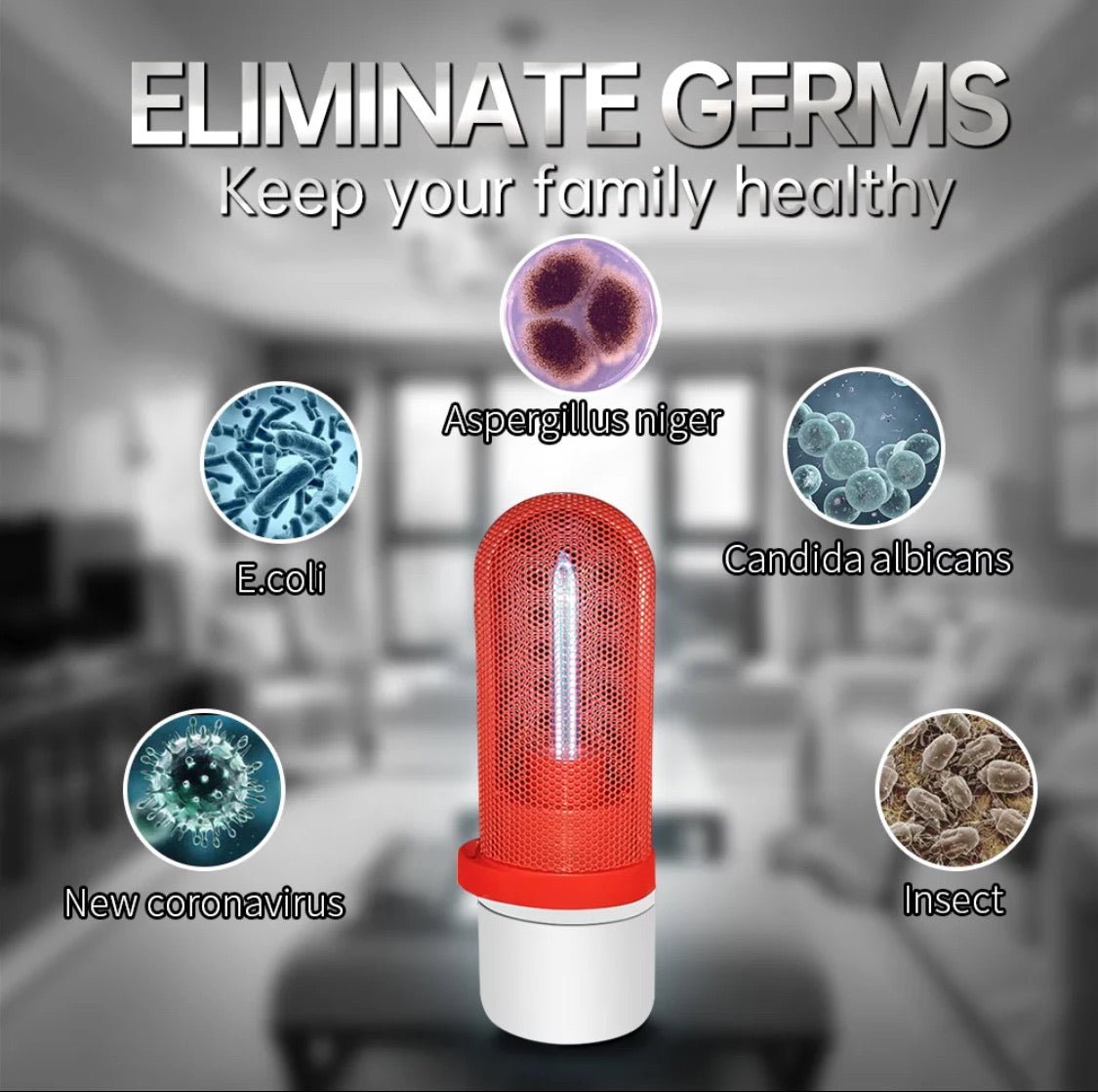 UV Light Sanitizer UVC Sterilizing Disinfection Lamp Kill 99% Germs Portable