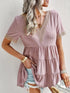 Cute V-Neck Short Sleeve Mini Dress