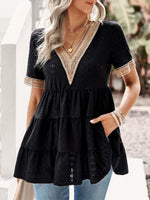 Cute V-Neck Short Sleeve Mini Dress