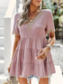 Cute V-Neck Short Sleeve Mini Dress