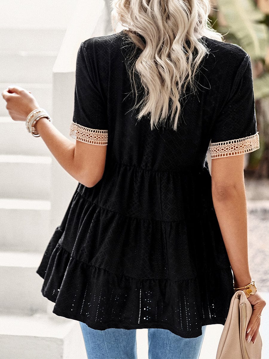 Cute V-Neck Short Sleeve Mini Dress
