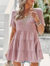 Cute V-Neck Short Sleeve Mini Dress