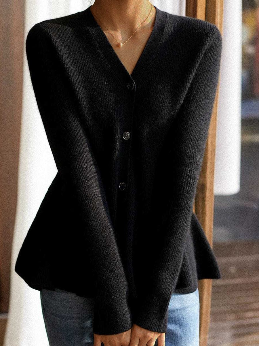 Gray and Black Peplum Knit Cardigans