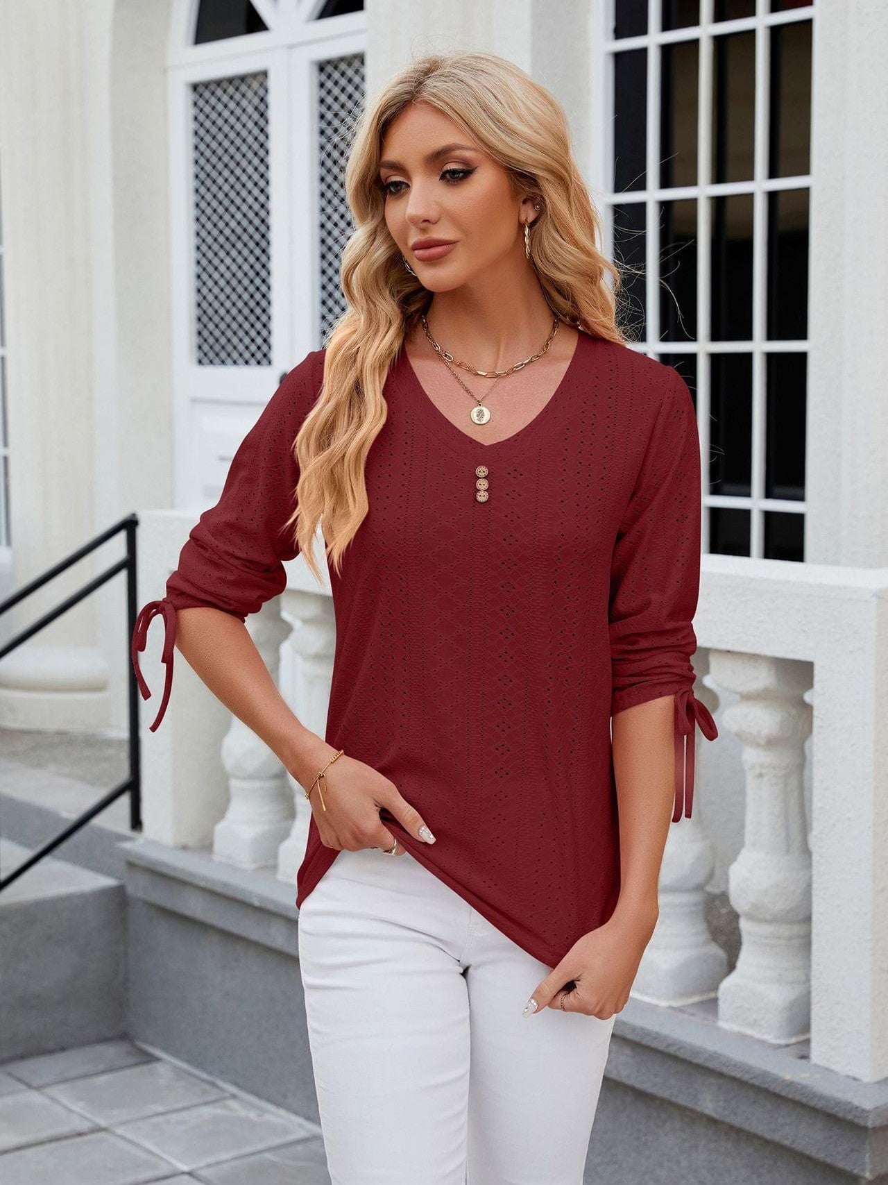 Feminine Mock Neck Top