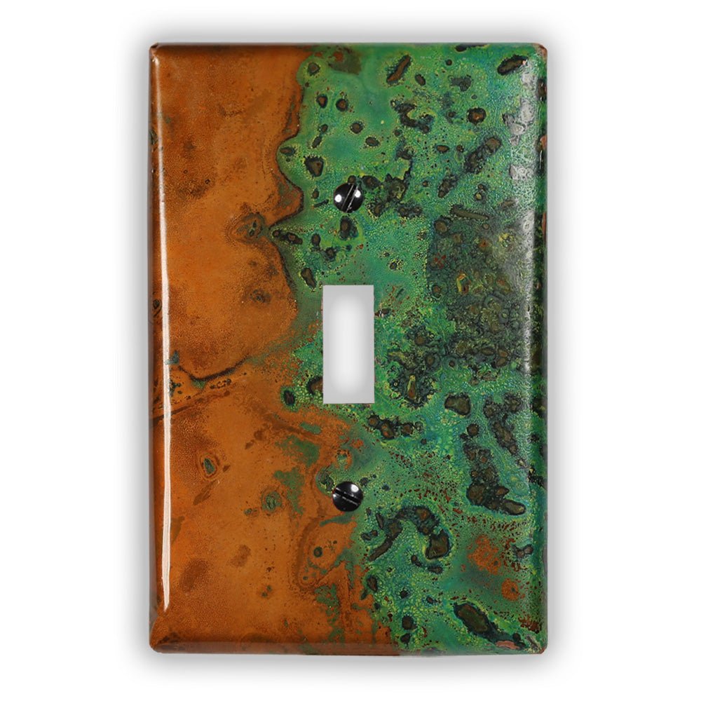 Placa de pared con 1 palanca de cobre verde
