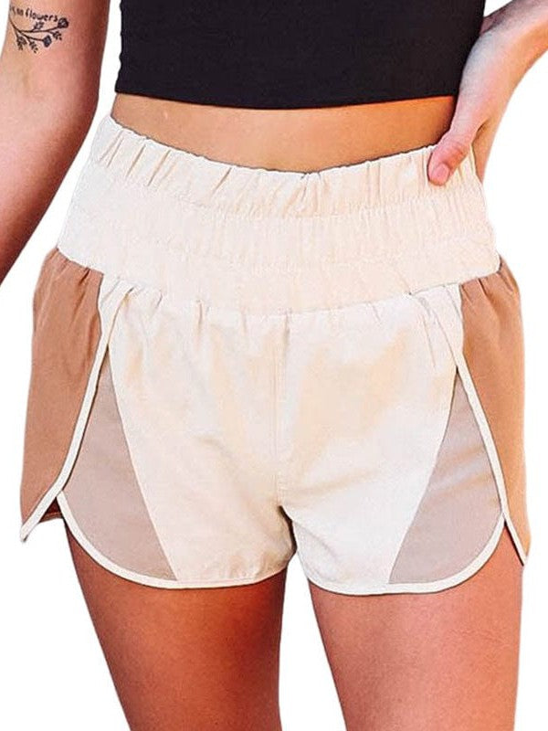 Versatile Women'S High-Waist Sports Shorts With Contrasting Hem Slits