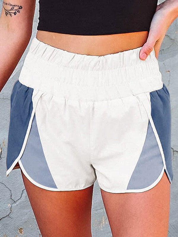 Versatile Women'S High-Waist Sports Shorts With Contrasting Hem Slits