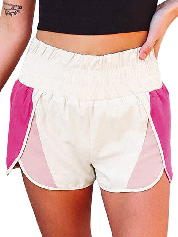Versatile Women'S High-Waist Sports Shorts With Contrasting Hem Slits