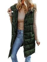 Long Sleeveless Hooded Jacket for Women