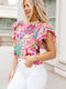 Women's Printed Ruffle Sleeve Blouse